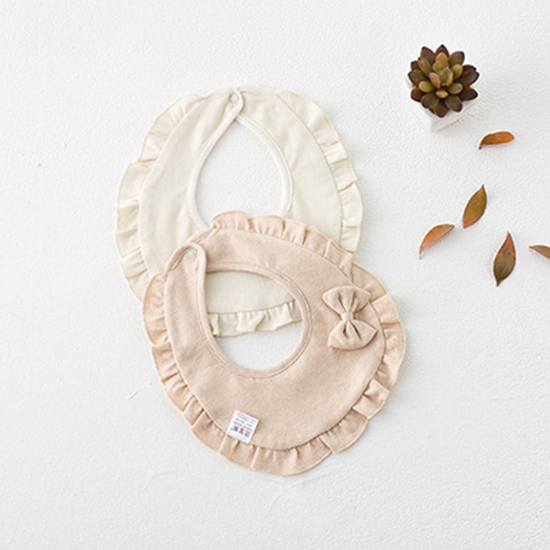 Khăn Yếm Vải Cotton Màu Trơn Đính Nơ Dễ Thương Dành Cho Bé