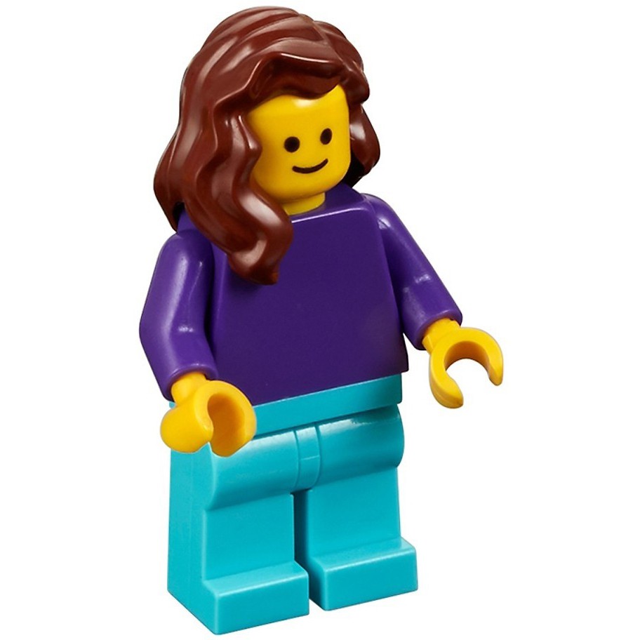 LEGO Minifigures Bé Gái Khuôn Mặt Cổ Điển Mặc Áo Tím Đậm Quần Xanh Lơ - Nhân Vật LEGO Đan Mạch