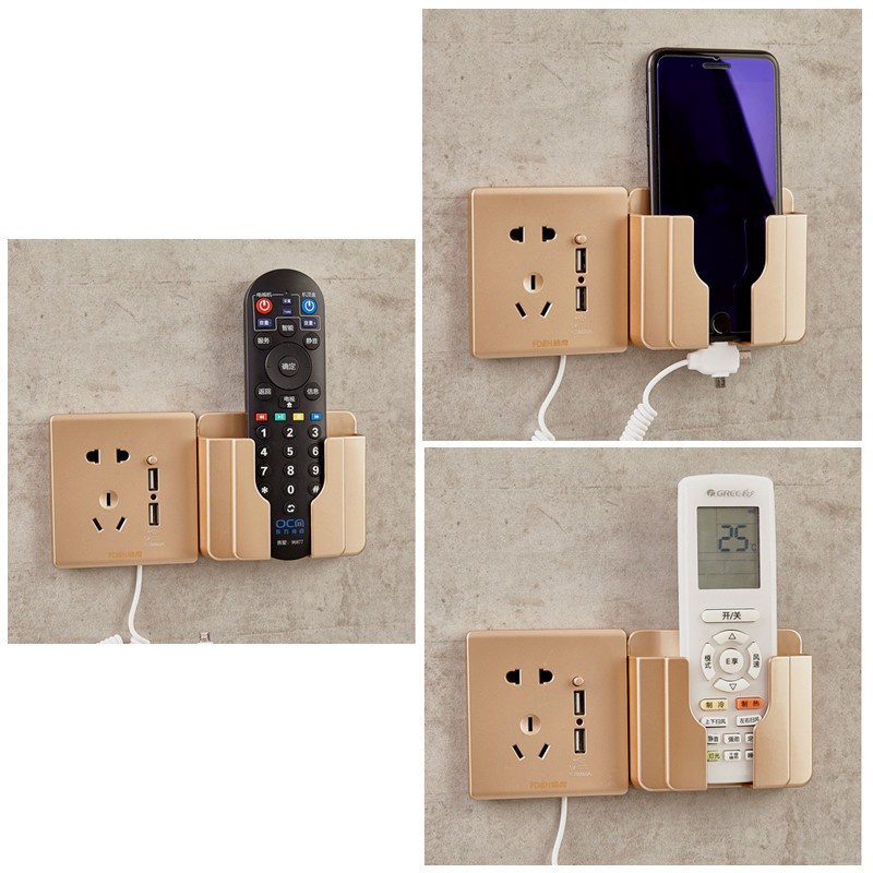 ⚡HÀNG MỚI VỀ⚡ Kệ Dán Tường Để Remote, Đồ Dùng/ Giá Đỡ Sạc Điện Thoại - Có Móc Treo Giữ Dây Điện 88245 Lamon Store