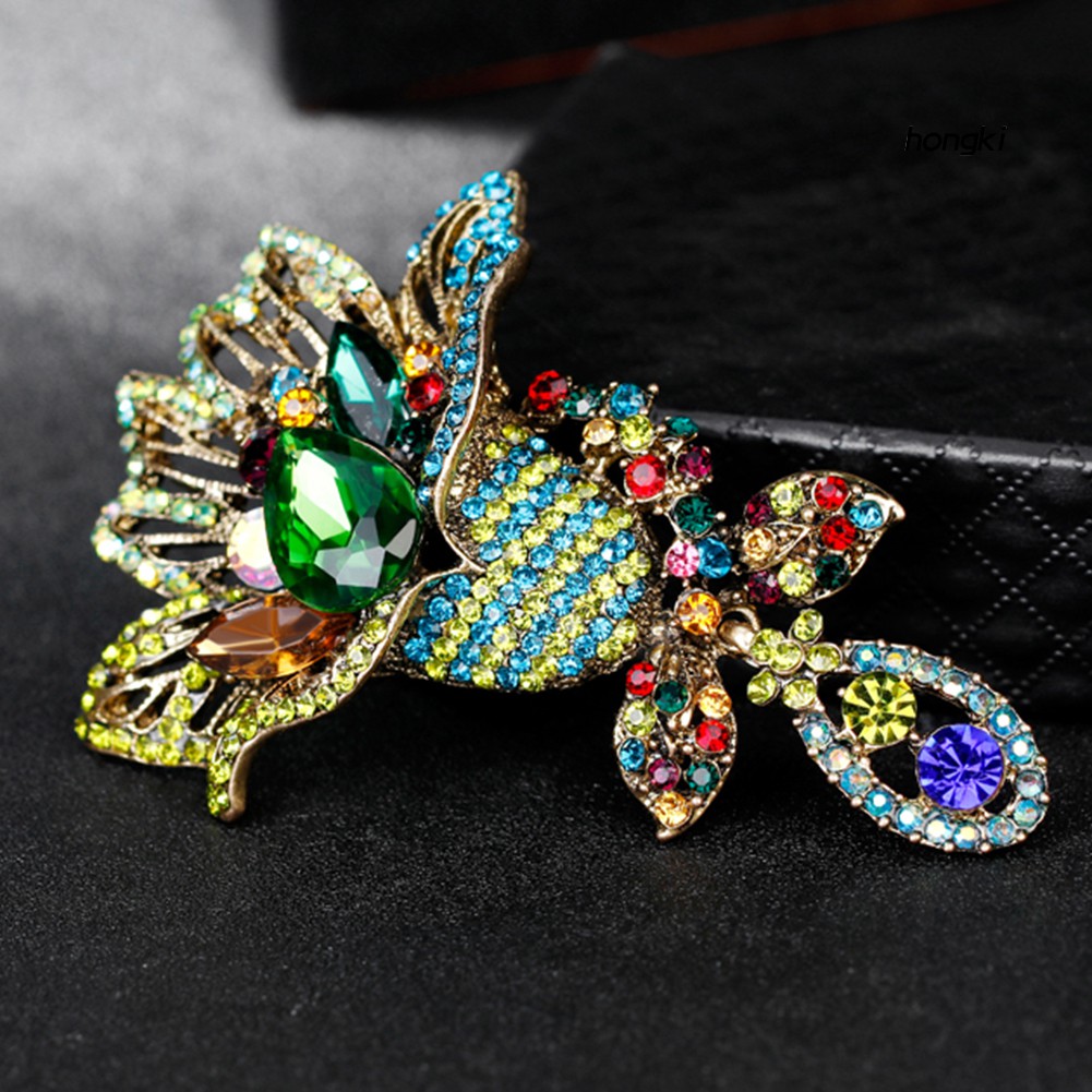 (Hàng Mới Về) Trâm Cài Áo Hình Hoa Đính Đá Nhiều Màu Sắc Thời Trang