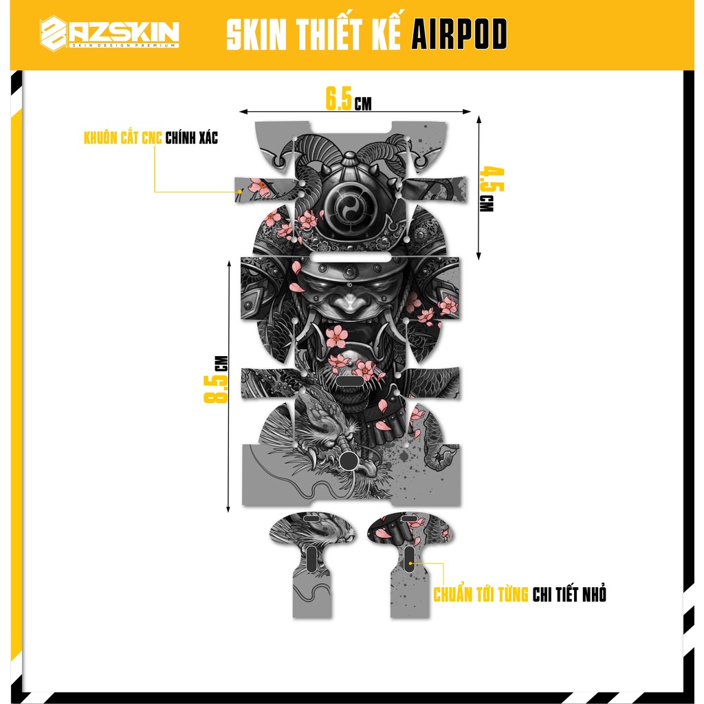 Dán Skin Hình Airpods 1/2/3/Pro Nghệ Thuật Tattoo |SK_APTT128| Film Oracal Chính Hãng, Chống Nước Bền Màu, Cắt Sẵn Khuôn