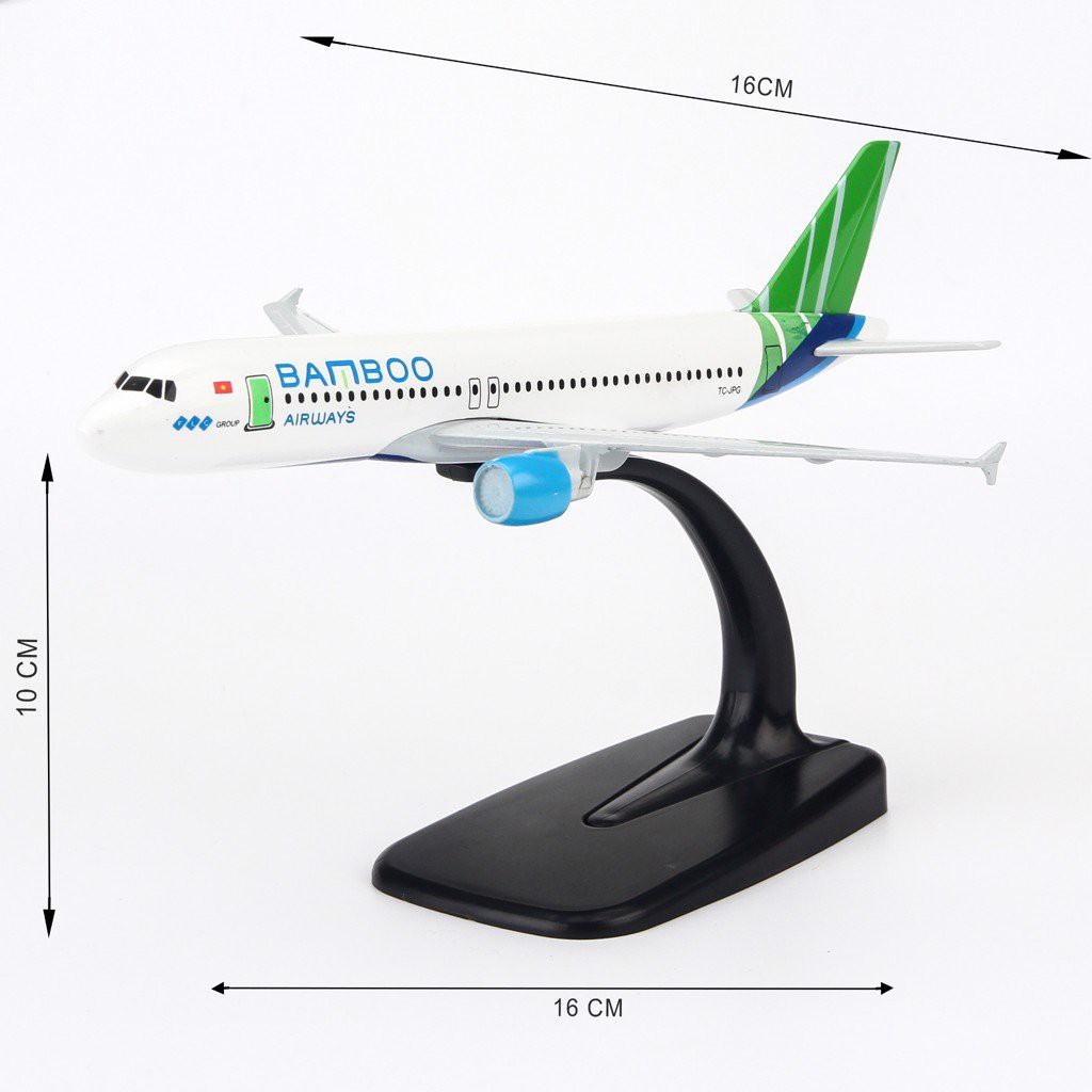 [Mã TOYJAN hoàn 20K xu đơn 50K] Mô hình máy bay Bamboo Airways Airbus A320 16cm Everfly