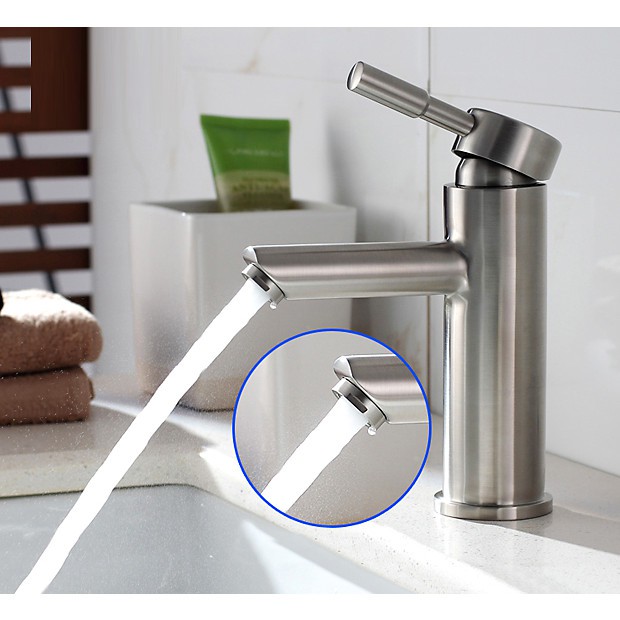 Vòi lavabo nóng lạnh tròn inox 304 Đúc vòi rửa mắt nóng lạnh SUS thân tròn