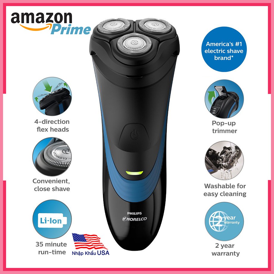 Máy Cạo Râu - Philips Norelco S1560/81 Shaver 2100 Rechargeable Wet Electric Shaver, with Pop-up Trimmer