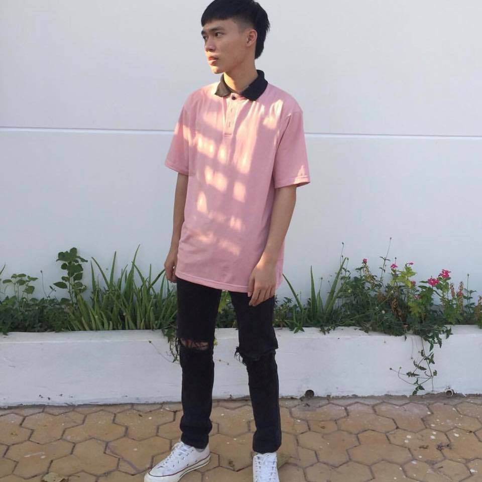 Áo thun polo hồng cổ đen - PINK POLO SHIRT BLACK COLLAR UNISEX 1hitshop | BigBuy360 - bigbuy360.vn