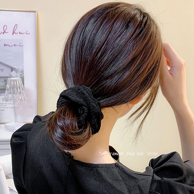 Dây Cột Tóc Màu Đen Phong Cách Hàn Quốc Thời Trang Cho Nữ