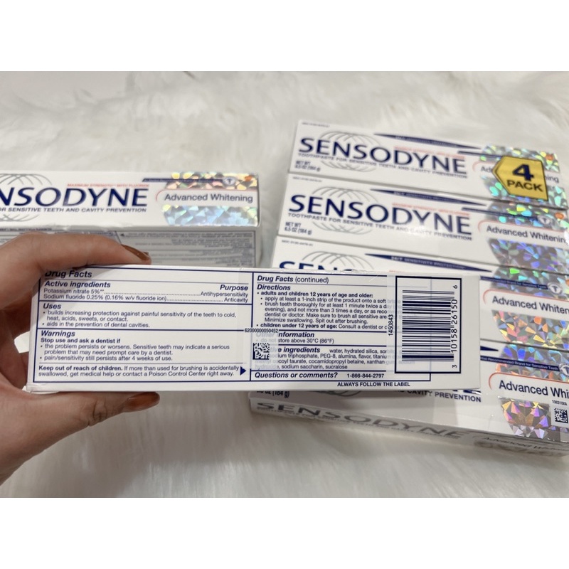 [HÀNG MỸ] Kem đánh răng Sensodyne Advanced Whitening 185gram.