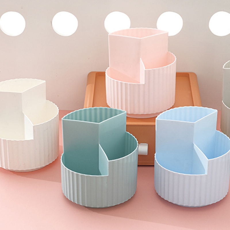 Giá Đỡ Bút / Cọ Trang Điểm 3 Ngăn Xoay 360 Độ Tiện Dụng Cho Gia Đình / Văn Phòng