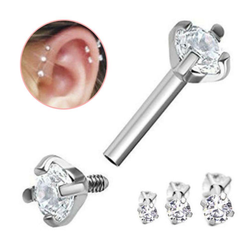 Khuyên Tai Dạng Hạt Phong Cách Keng Tragus|Khuyên Xỏ Tai Prong CZ Tragus Helix