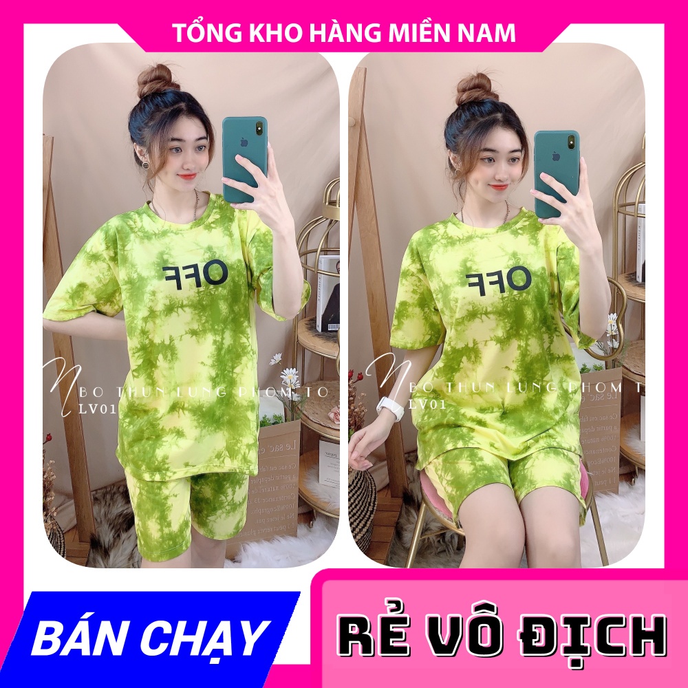 Đồ bộ thun lửng phom to loang màu LV01 ⚡Ảnh thật⚡ Đồ bộ nữ ⚡ Đồ bộ mặc nhà ⚡ Đồ bộ loang màu