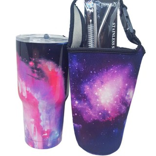 COMBO LY GIỮ NHIỆT 900ML GALAXY HỒNG TÍM ĐỦ PHỤ KIỆN