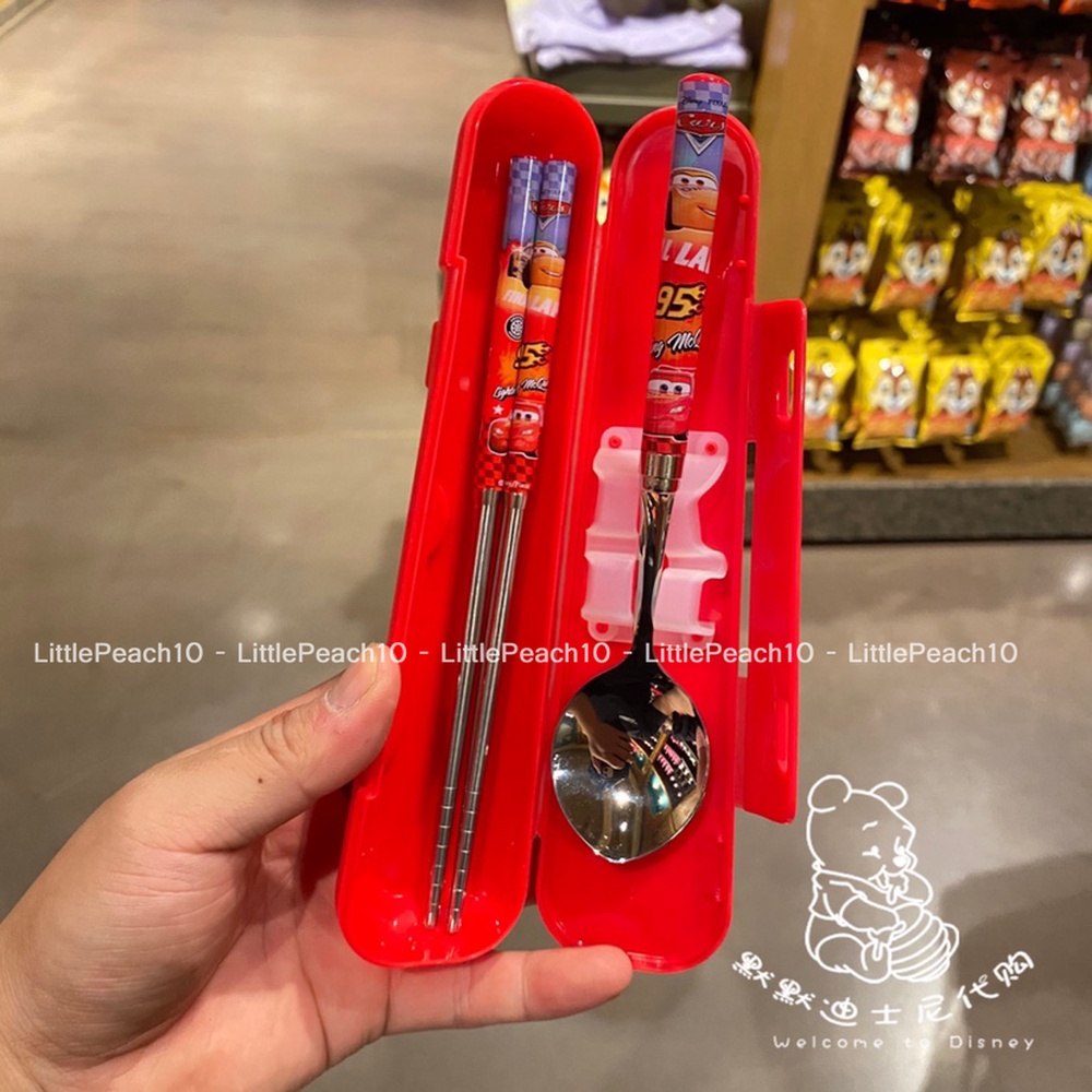 Set muỗng đũa Disney kèm hộp hình Elsa Frozen Car Mcqueen Mickey Minnie cho trẻ em bé trai gái