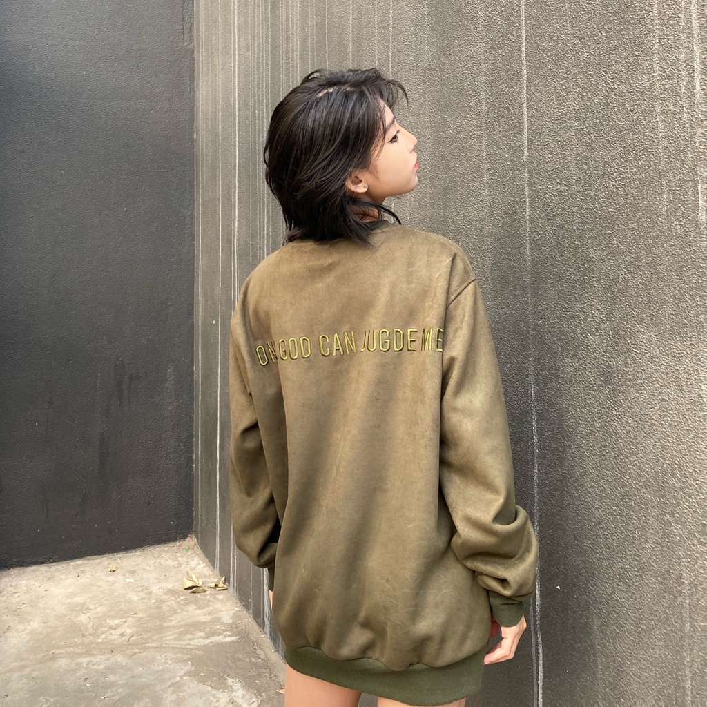 Áo sweater nỉ dài tay The Bad God Emboss da lộn