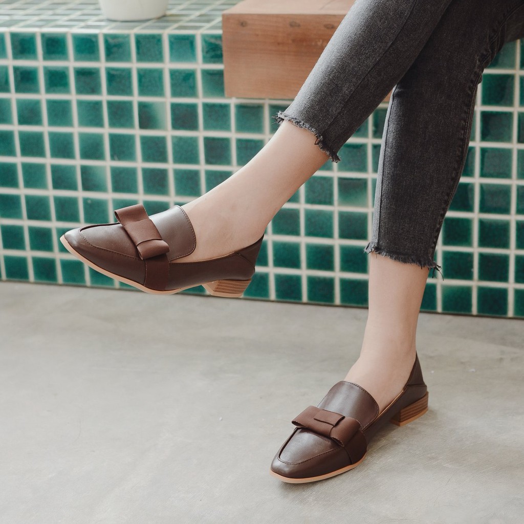 ulzzang Giày moca nữ đế bệt (CÓ CLIP THẬT SẢN PHẨM) đen và nâu tây chuẩn size dễ phối đồ. Giày loafer mới có sẵn, đủ siz | BigBuy360 - bigbuy360.vn