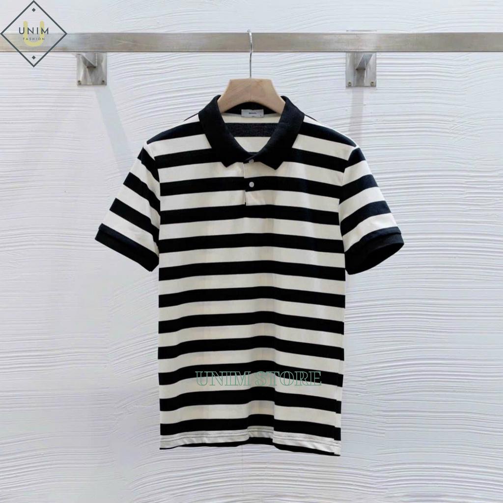 Áo Polo Nam Local Brand Unim Store Vải Cá Sấu CVC Thông Hơi Thoáng Khi Họa Tiết Kẻ Ngang Lạ Mắt - P01