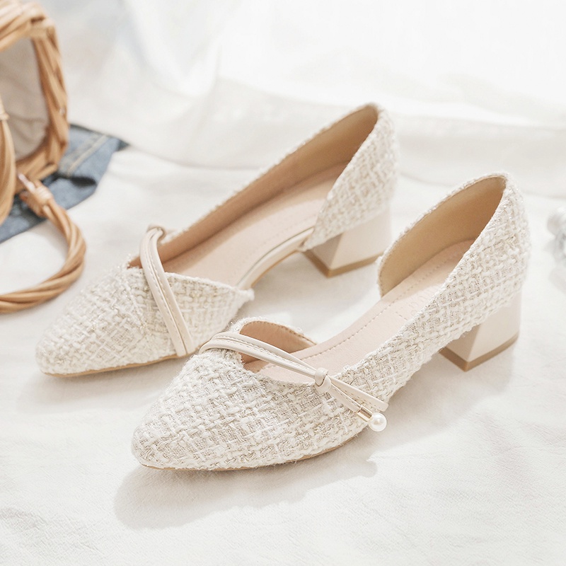 Giày cao gót mũi nhọn đế vuông cao cấp CICI 2021 G012