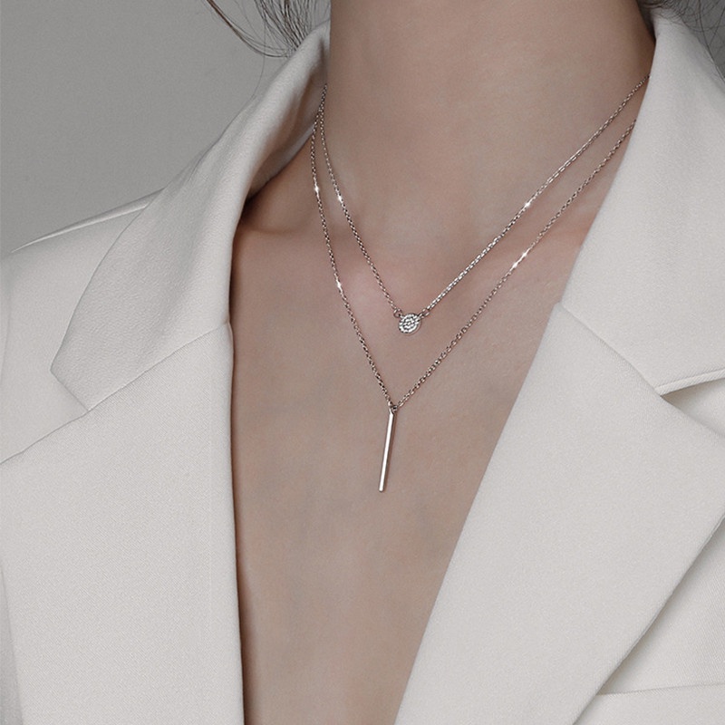 Bộ vòng cổ đôi đính đá thời trang cho nữ