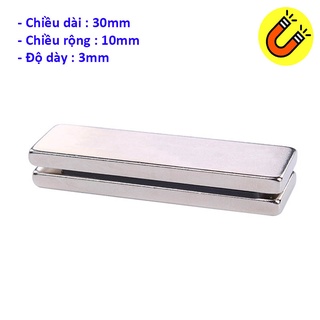 Set 10 viên nam châm đất hiếm 30x10x3mm mạ Niken