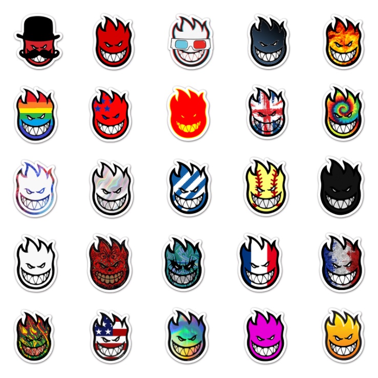 [Set 50 Cái] Sticker dán mũ bảo hiểm chống nước icon mặt lửa cực ngầu - DB.106