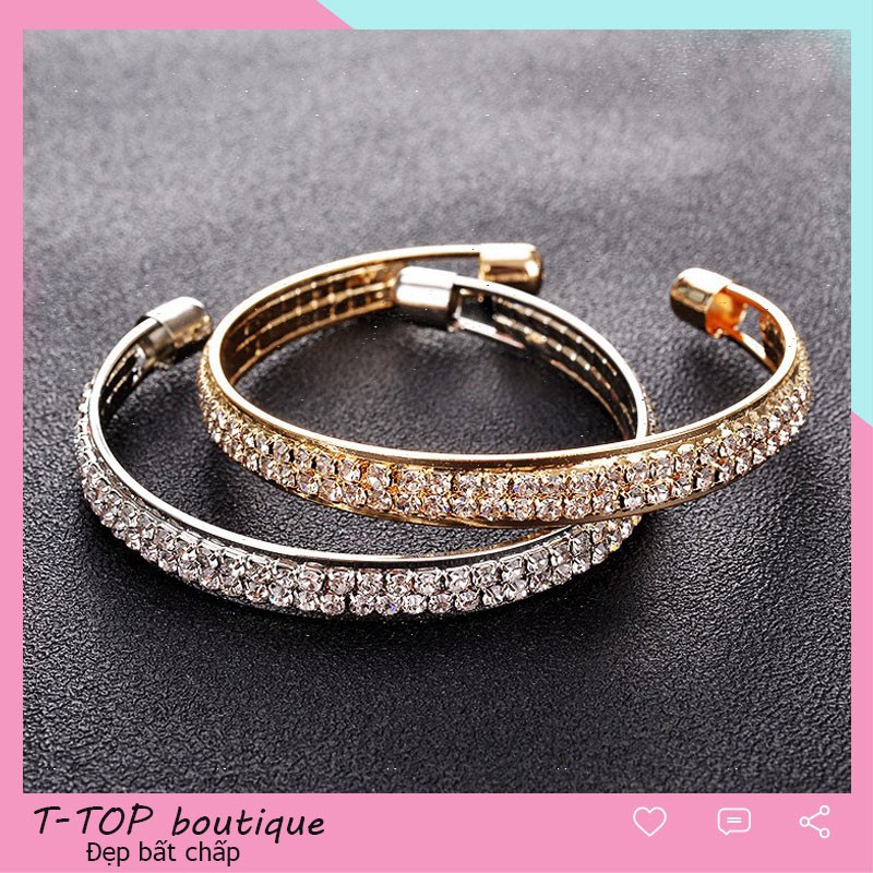 Lắc tay nữ đính đá thời trang, vòng tay nữ phong cách Hàn Quốc