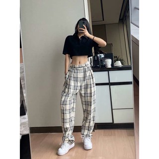 Quần kẻ sọc ống rộng cao cấp trắng