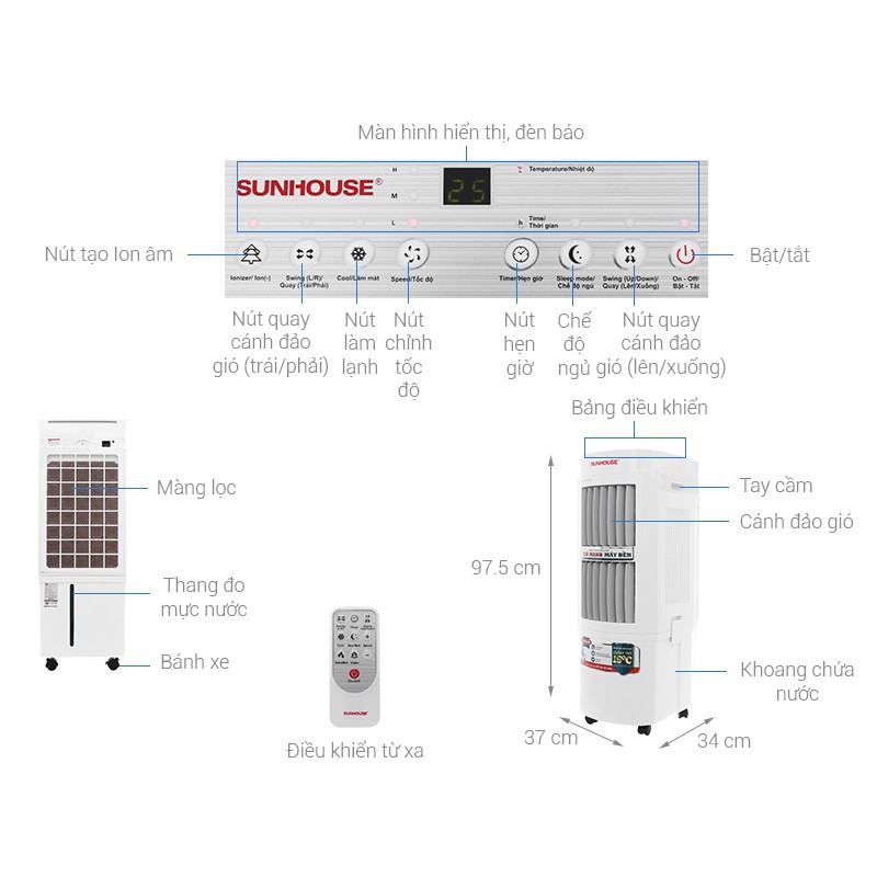 Quạt điều hòa Sunhouse SHD7723 - Hàng chính hãng