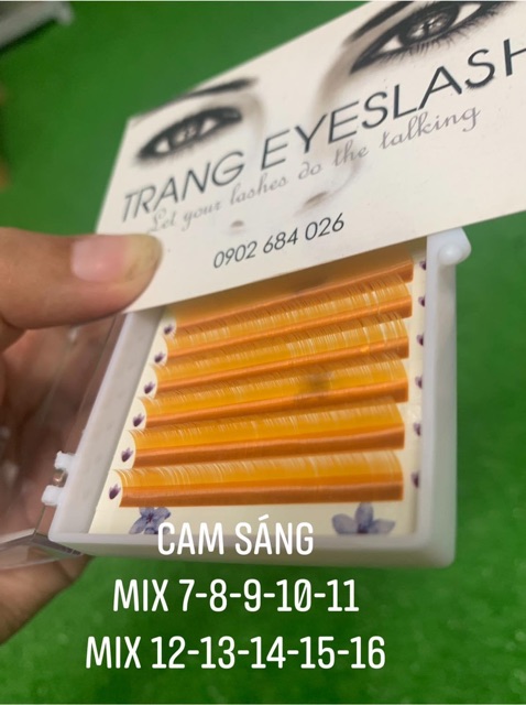 Mi nối mi màu đặc biệt, màu độc quyền-mi nối xanh da trời sánh, cam, tím pastel, trắng, xanh lá cây green❤️