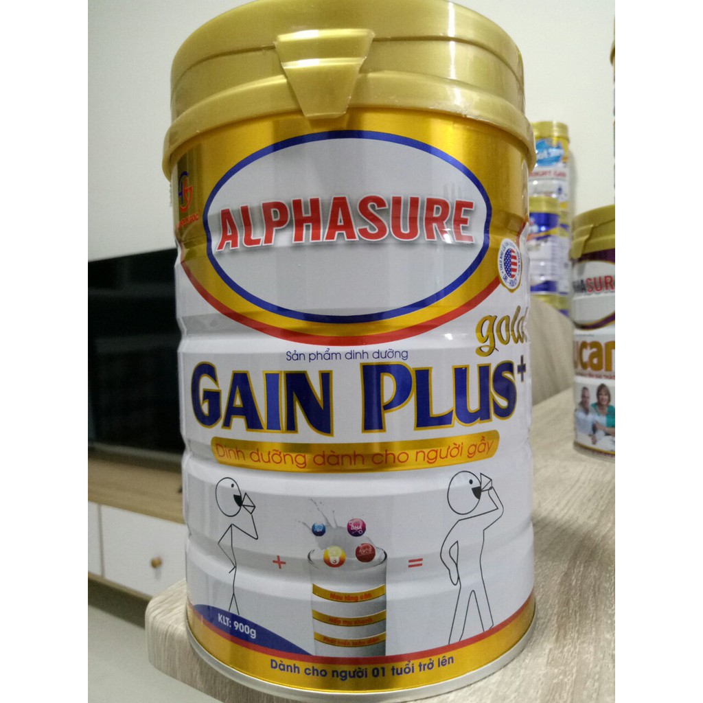 Sữa Gain plus 900g (Alpha)- Dinh dưỡng hiệu quả cho người gầy, trẻ suy dinh dưỡng, người già yếu, người muốn tăng cân