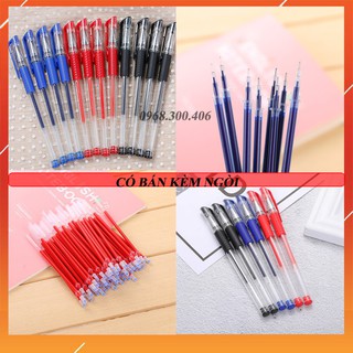 Bút bi bút nước 0.5mm mực đều viết trơn đủ 3 mầu xanh, đen, đỏ -bb3