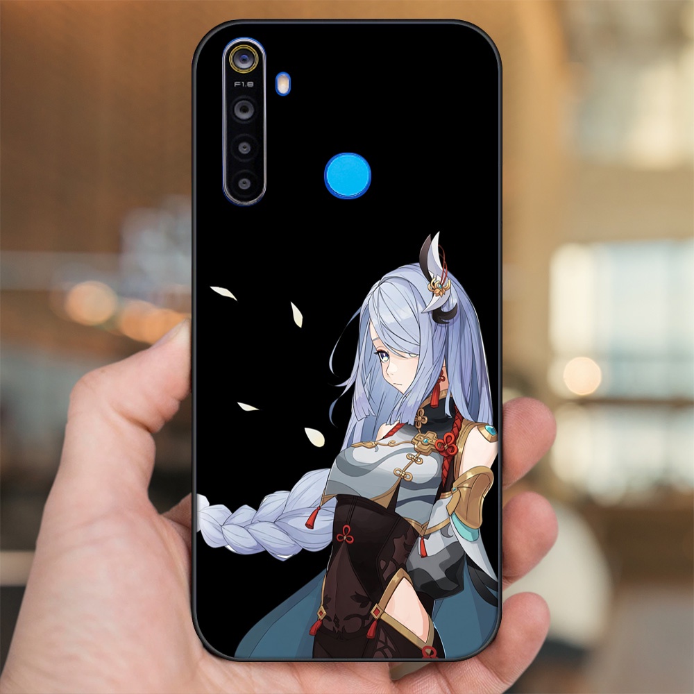Ốp lưng Realme 5, 5 Pro viền đen in hình Shenhe Genshin Impact