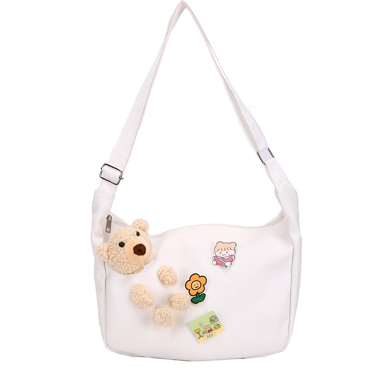 Túi Xách Đeo Vai Vải Bạt Cỡ Lớn Hình Gấu Thời Trang Hàn Quốc 2022 Cho Nữ
