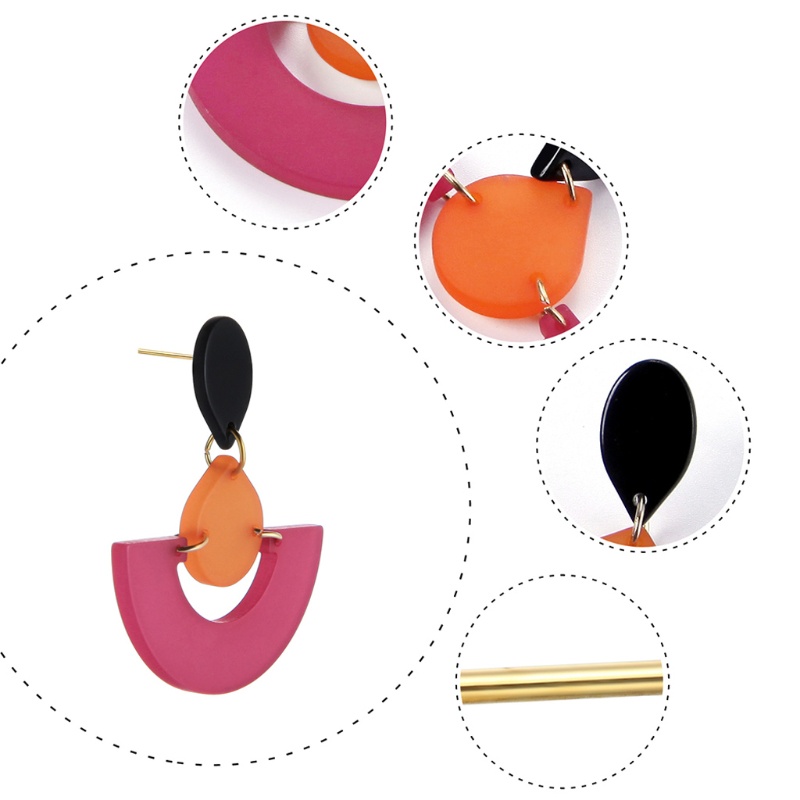 Cặp Bông Tai Dài Hình Bán Nguyệt Nhiều Màu Sắc Cá Tính