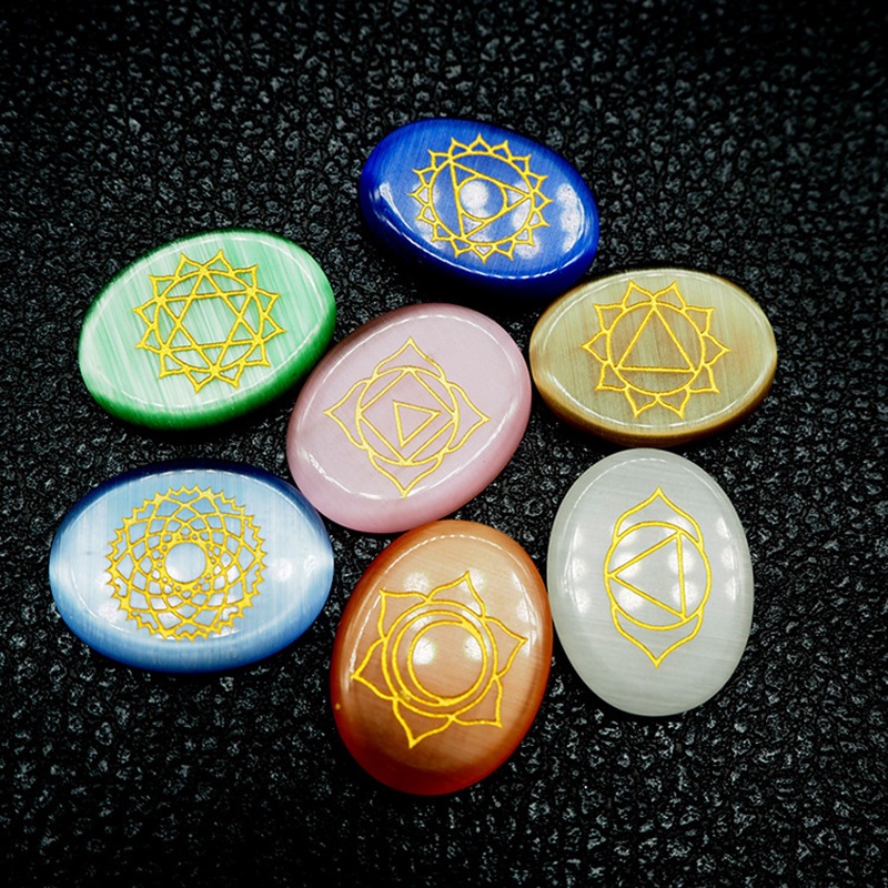 1 Bộ Đá Opal Bảy Luân Xa Chữa Lành Bằng Năng Lượng Reiki Dùng Trong Yoga