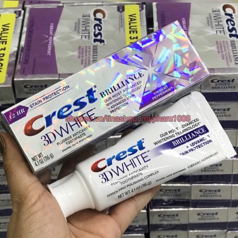 Kem đánh răng trắng răng crest 3D white brilliance 110gr