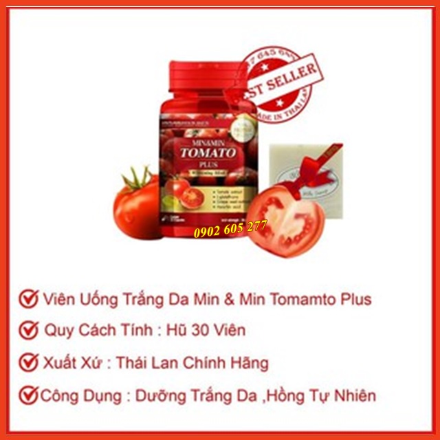 [Hàng chính hãng] Giúp trắng da Min&amp;Min Tomato Plus Thái Lan