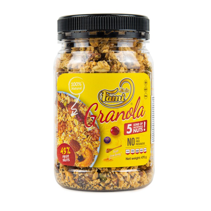 Hạt Dinh Dưỡng Ngũ Cốc Granola FAMINUTS - Ngũ Cốc Mix Hạt Dinh Dưỡng Hỗ Trợ Giảm Cân Hũ 470g