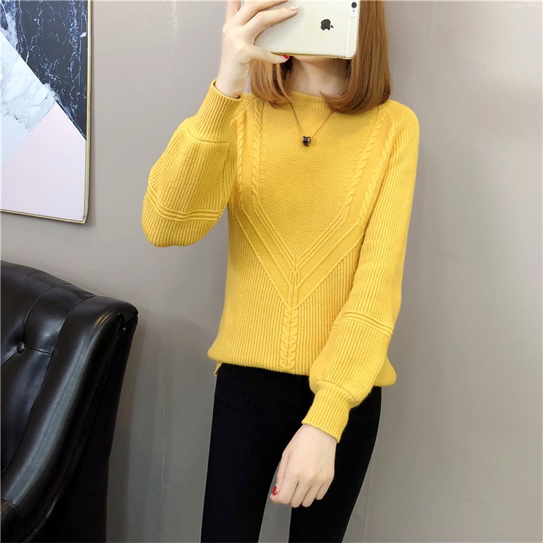 Áo len nữ cổ tròn tay dài chất len dày dặn Al58