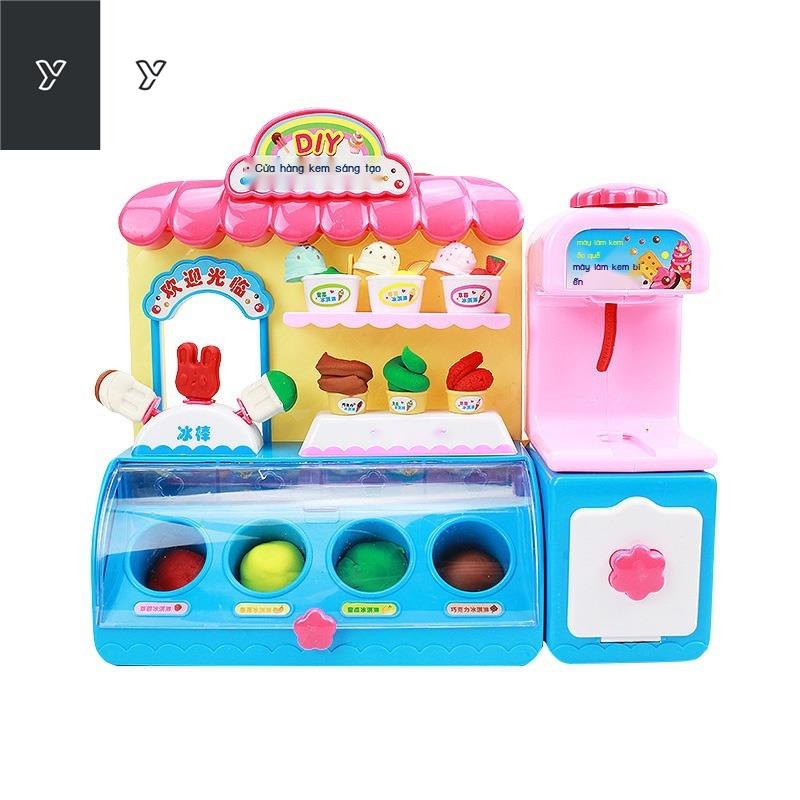 ❍☄Máy làm kem bùn màu không độc hại đồ chơi trẻ em cửa hàng plasticine bộ công cụ khuôn tự sáng tạo cho bé gái