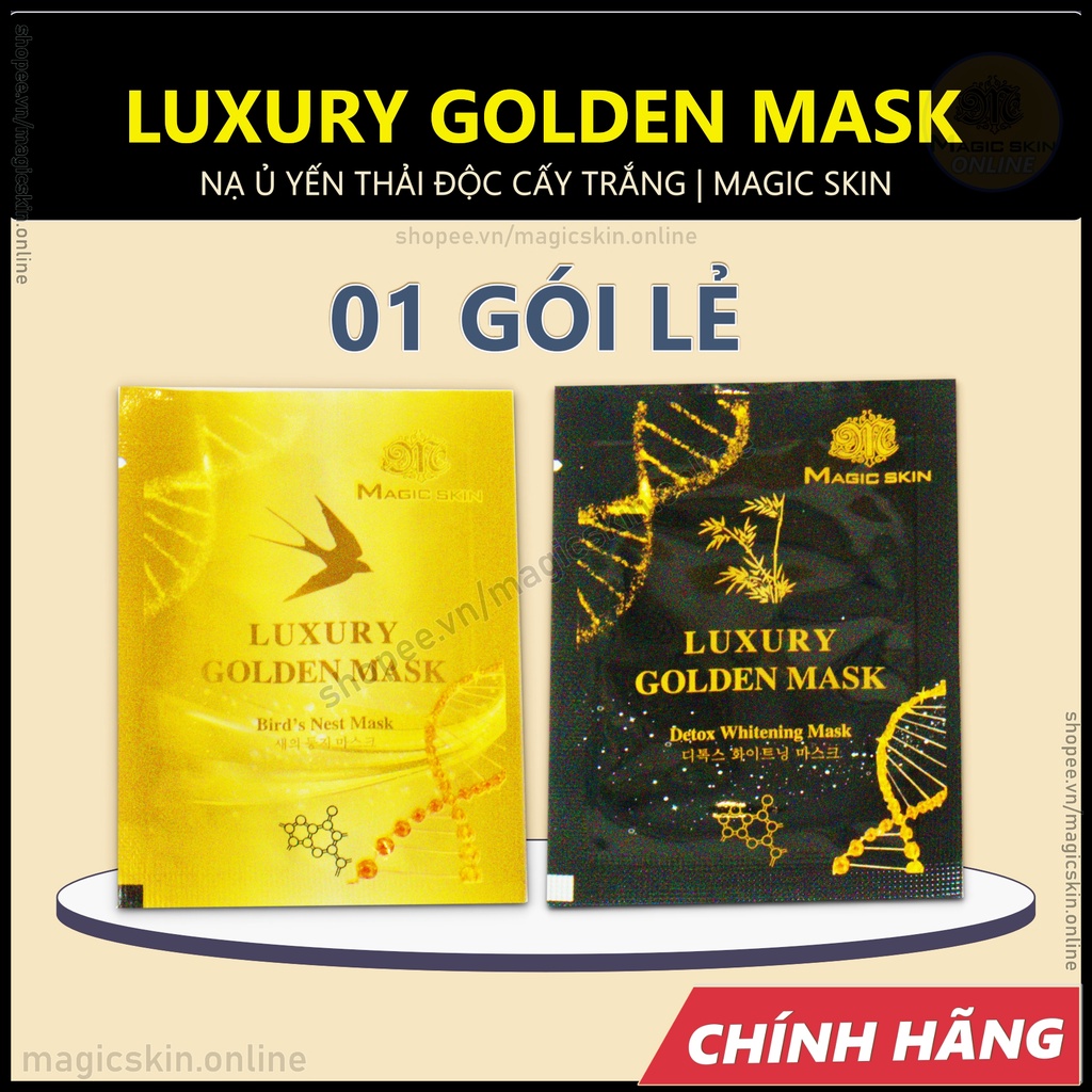 01 GÓI MẶT NẠ Ủ YẾN - THẢI ĐỘC MagicSkin  Luxury Golden Mask Cấy trắng - Thải độc được 1 tuần