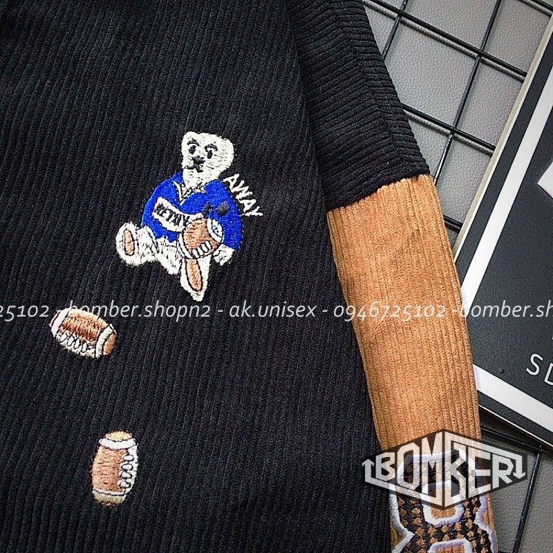 [Ảnh + Video thật] Áo khoác nhung style Unisex logo Teddy thêu | BigBuy360 - bigbuy360.vn