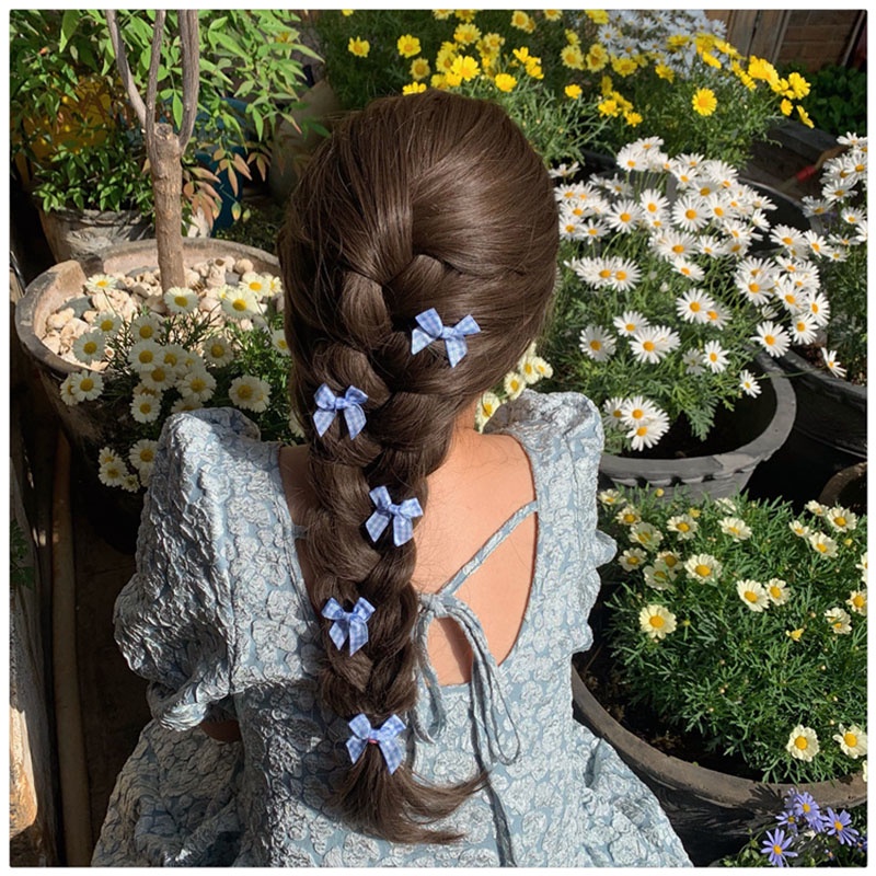 Kẹp Tóc Đính Nơ Họa Tiết Caro Dễ Thương Dành Cho Nữ