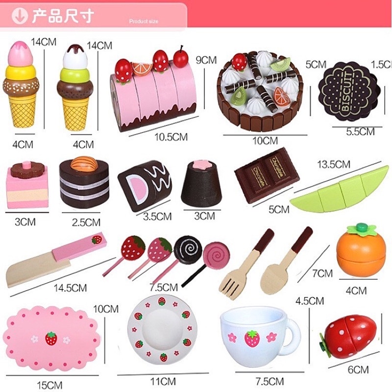 Bộ đồ chơi tiệc trà, bánh bằng gỗ Mother Garden 🍓🍃