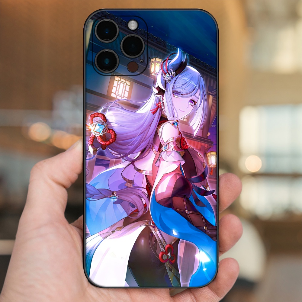 Ốp lưng iPhone 12 Pro Max dẻo đen cạnh vuông in hình Shenhe Genshin Impact