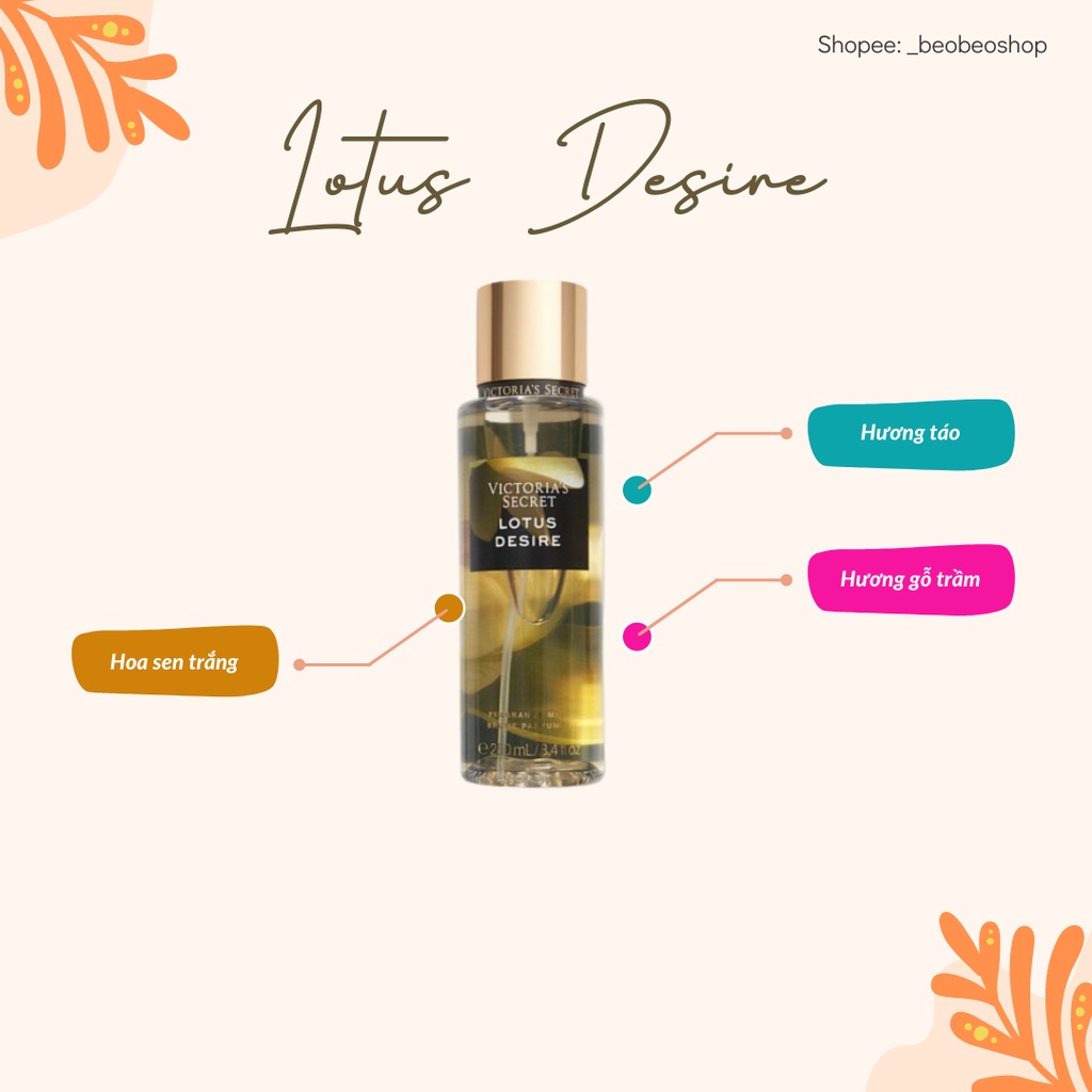 Xịt thơm bodymist Victoria’s Secret Lotus Desire - 250ml