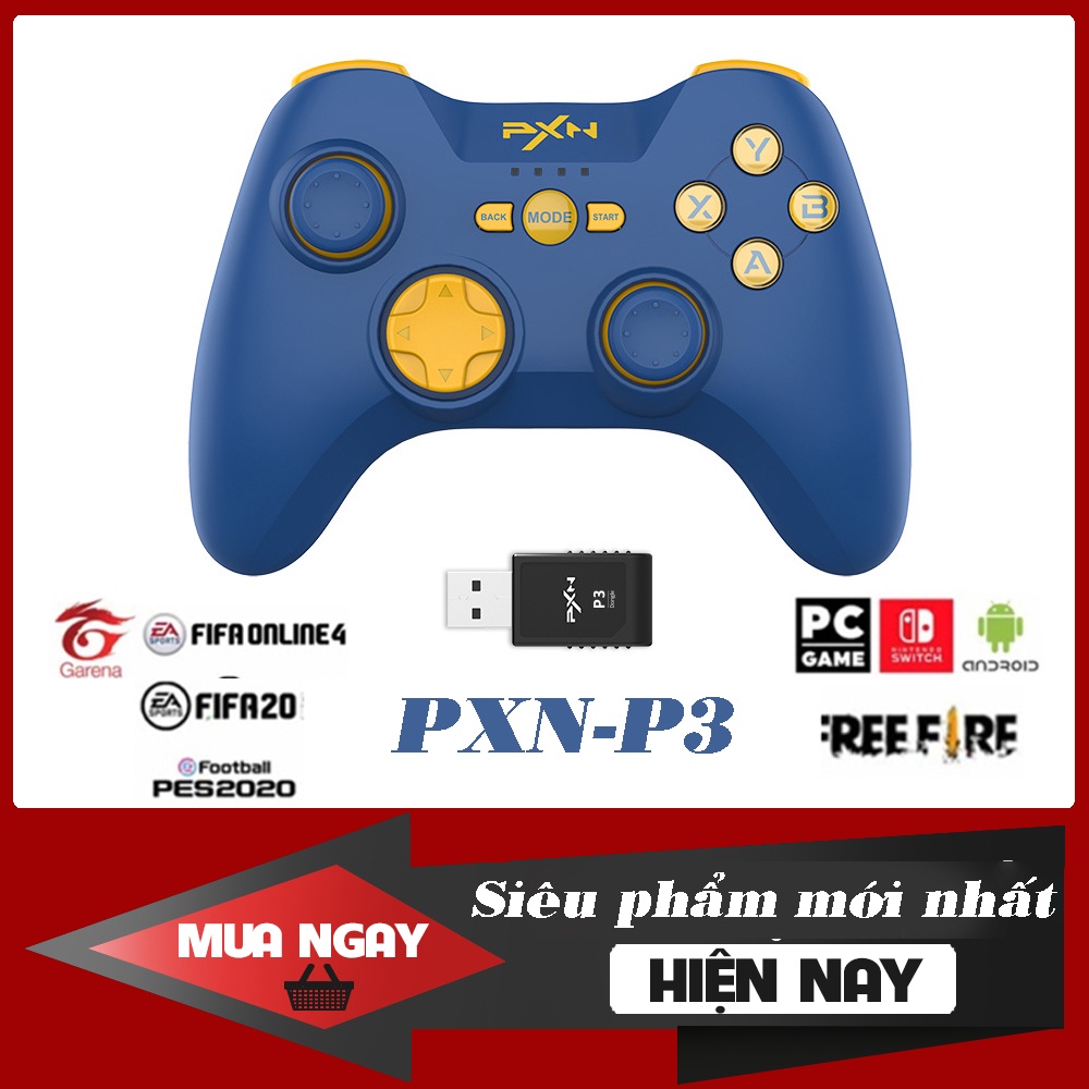 Tay cầm chơi game ps4 PXN-P3, Tay cầm chơi fifa online 4, hỗ trợ đa nền tảng IOS/PC/Android/PS3, Bluetooth