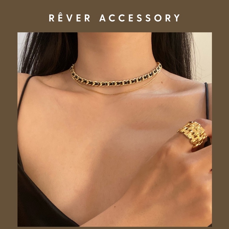 Vòng cổ choker đen đeo 2 kiểu