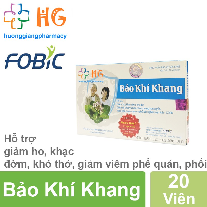 Bảo Khí Khang - Hỗ trợ giảm ho, khạc đờm, khó thở, giảm tái phát và biến chứng hen xuyễn, viêm phế quản (Hộp 20 Viên)