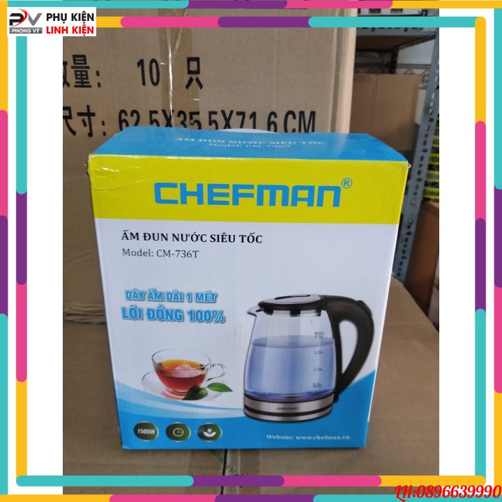 Ấm siêu tốc hiện đại CHEFMAN CM-736T cao cấp, bền đẹp, an toàn, tiện dụng