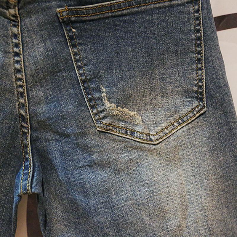 Quần short jean 5 / 7 tấc phối rách thời trang mùa hè Hàn Quốc cá tính cho nam