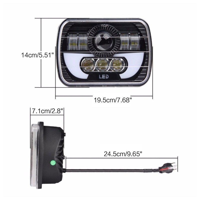 Đèn Pha LED Hình Vuông 7 Inch (5X7)/(7X6) Cho Xe Hơi/Xe Tải